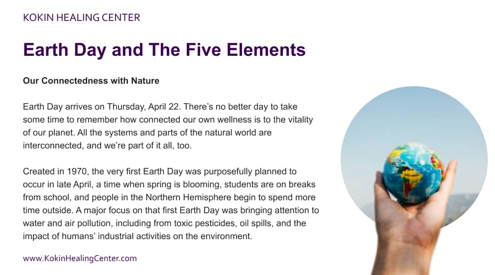 Earth Day and The Five Elements