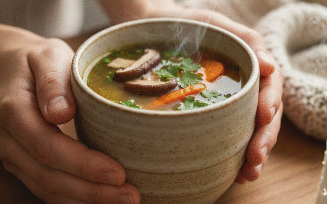 Slow-Simmered Vegetable Broth with Shiitake: A Cozy Reset in a Cup